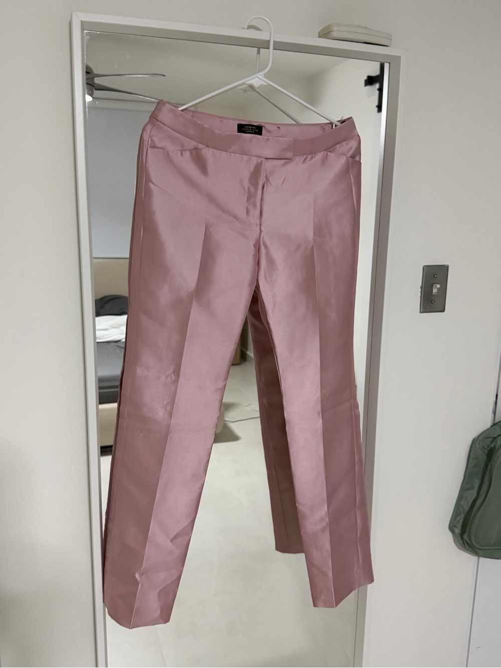 Dusty Rose Satin Straight-Leg Pants